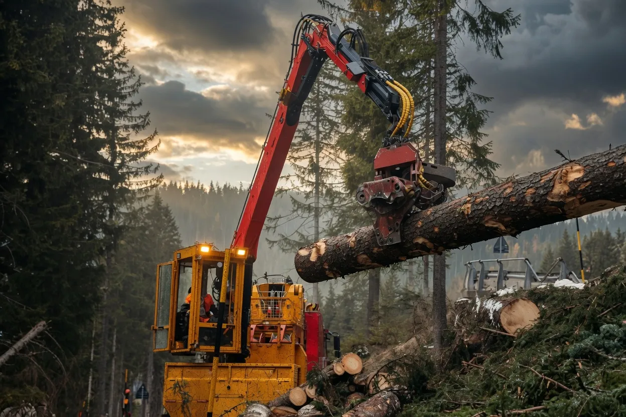 Single acting cylinders for forestry machines