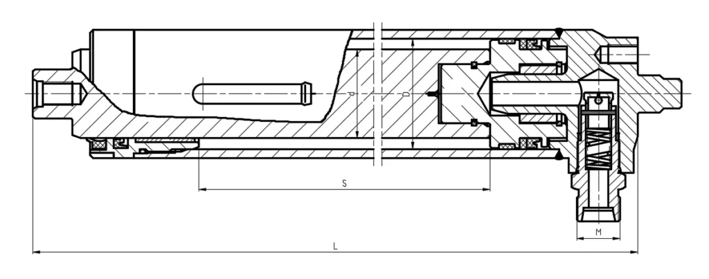 Lifting cylinder rod close-up