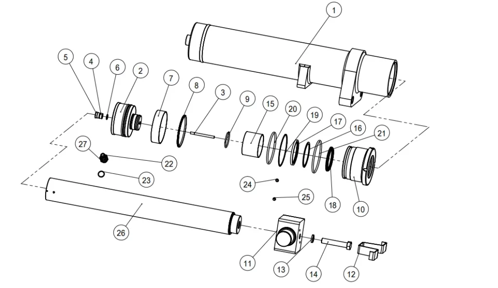 Short lift cylinder retracted