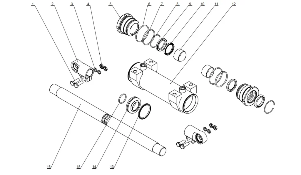 Steering cylinder rod end detail