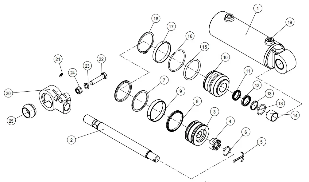 Tilt cylinder rod detail