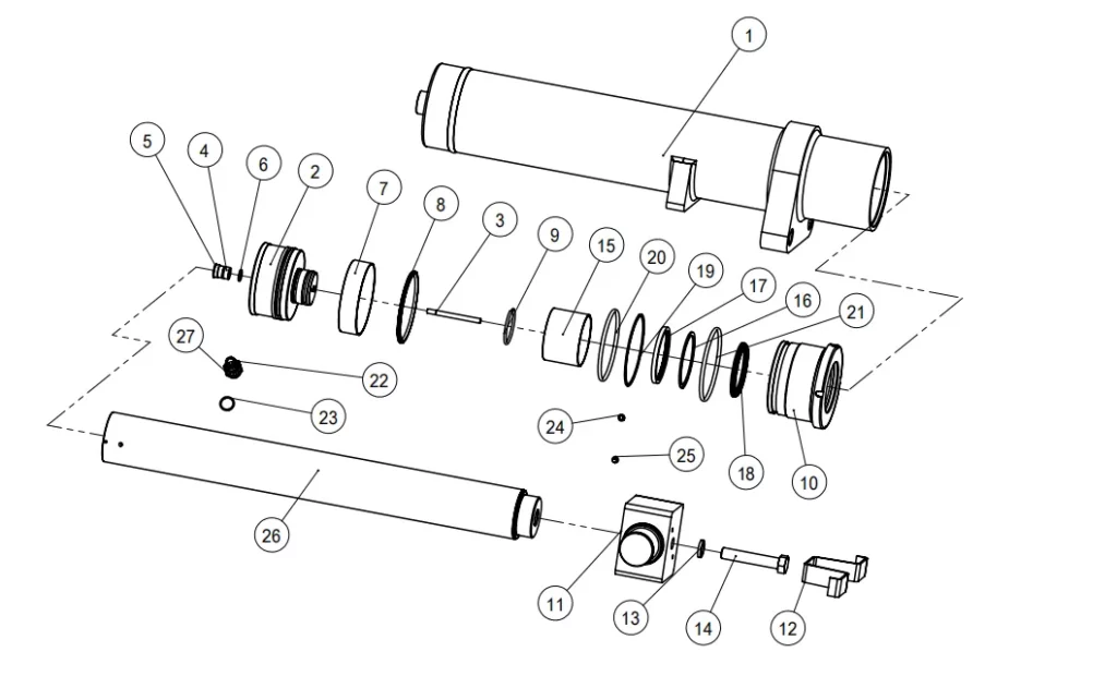 Large bore cylinder barrel detail